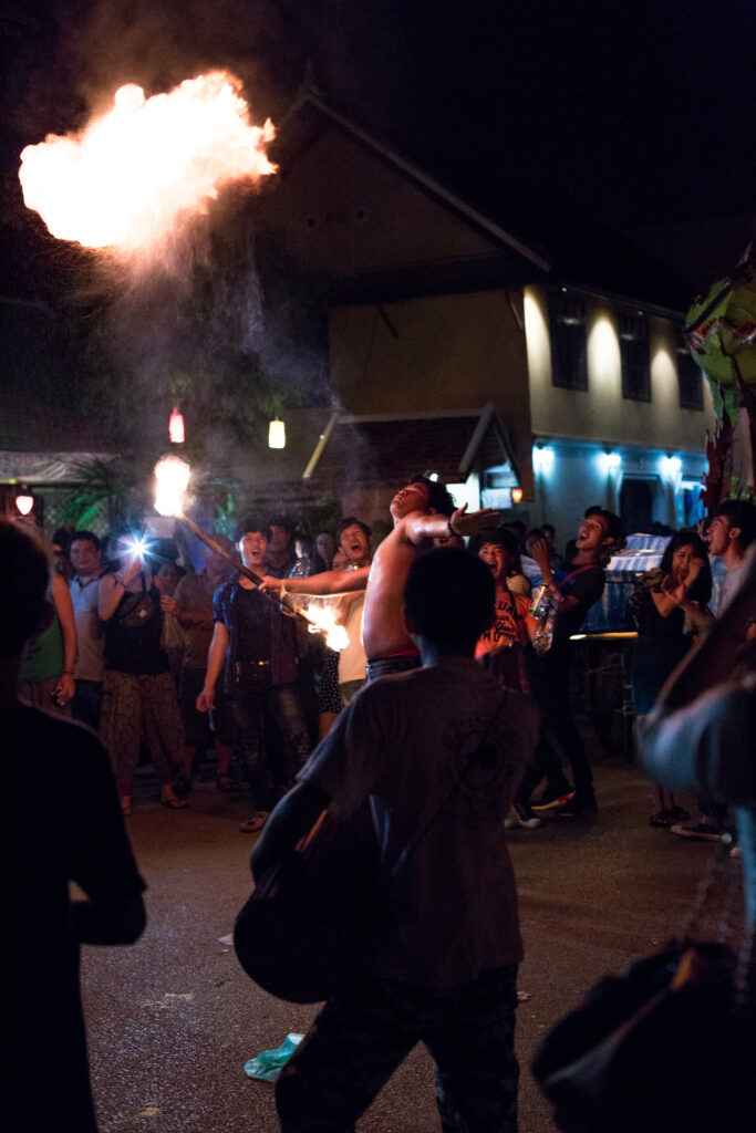Fire-eater on the street