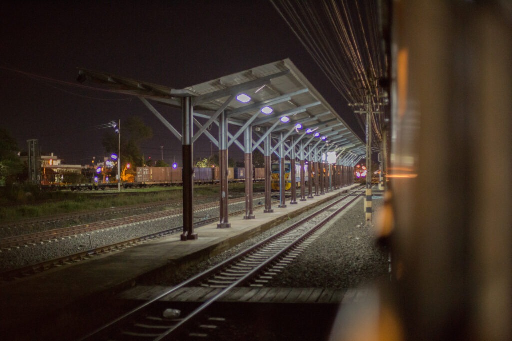 Train passes station of Udon Thani